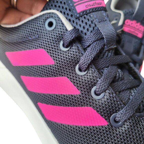 Adidas Lite Racer CLN Cloudfoam Running Shoes Navy Blue Pink Womens 6 NEW - Picture 9 of 12